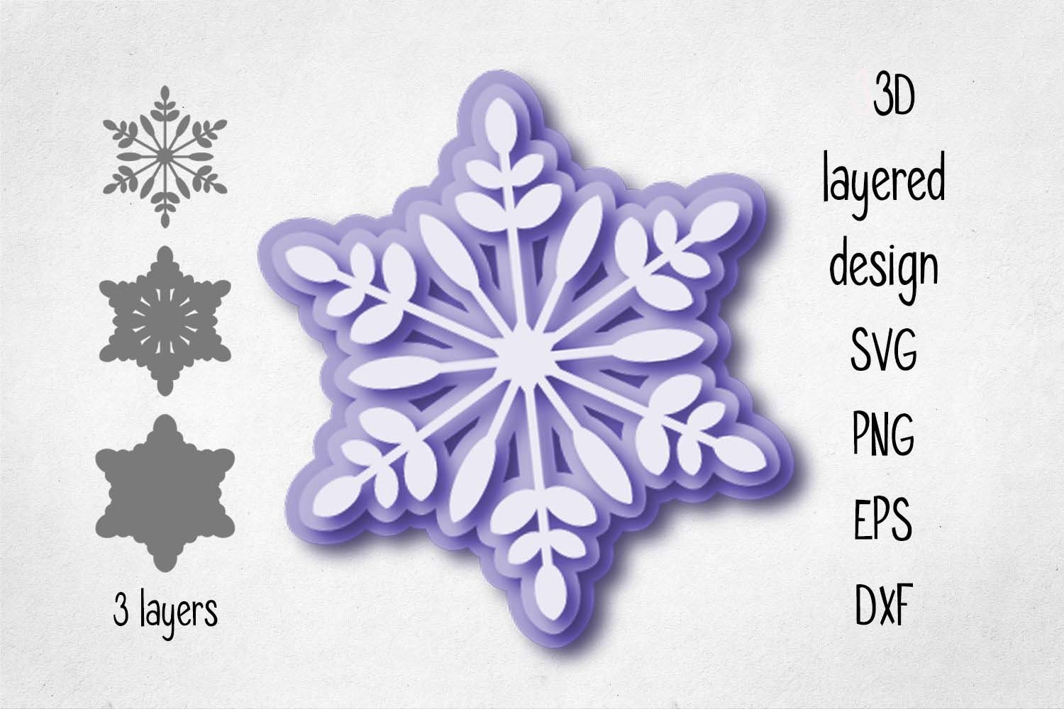 Layered Snowflake svg eps png dxf files Instant Download Etsy