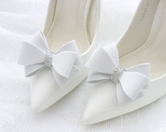 Clip scarpa glitterata bianca, fiocchi di scarpe, clip di nozze, clip per la sposa, fiocchi glitter,accessori per scarpe, matrimonio