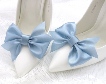 Satin blue bows,clips for wedding shoes,shoes decorations,wedding shoe clips,clips for the bride,blue satin bows,something blue,wedding blue