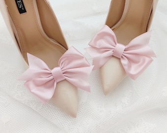 Pink satin bows ,shoes decorations,wedding shoe clips,clips for the bride,satin bows,wedding shoes decorations,bridesmaids shoe