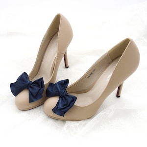 Satin navy blue bows ,shoes decorations,wedding shoe clips,clips for bride,navy satin bows,wedding navy shoes decorations,bridesmaids shoe