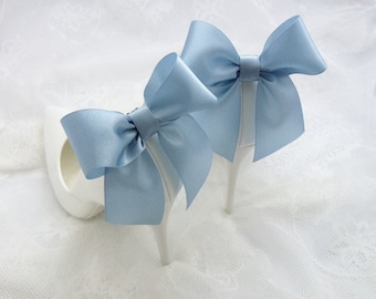 Satin blue bows,clips for wedding shoes,shoes decorations,wedding shoe clips,clips for the bride,blue satin bows,something blue,wedding blue