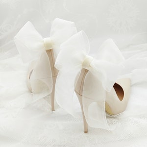 Ivory/cream white black chiffon bows,clips for wedding shoes,shoes decorations,wedding shoe clips,clips for the bride,satin wedding shoes image 9