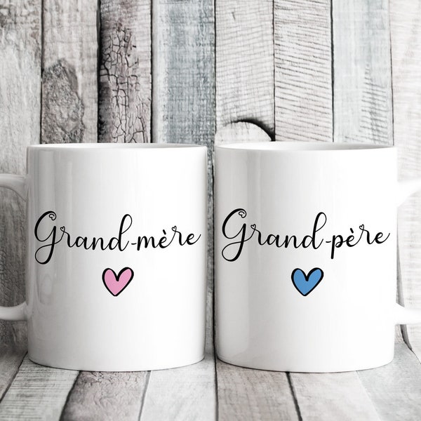 Grand-mère Grand-père French Grandad & Grandma Mugs // Mother's Father's Day Gift // New Baby // Anniversary // Personalised Stocking Filler