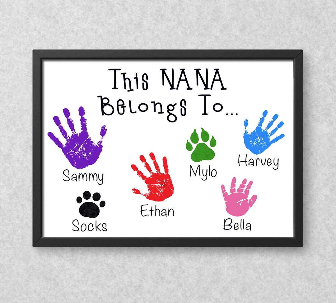 Personalised Handprints This Nana Belongs To... Print // Birthday ...