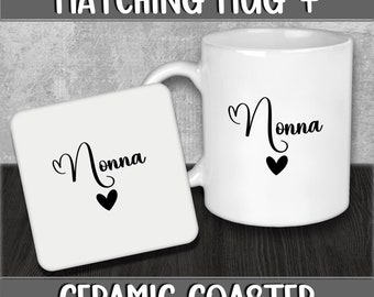 Mug and Coaster Set for Nonna for Christmas or Birthday Present for Italian Nana or Grandma - Stocking Filler Gift for Grandparents