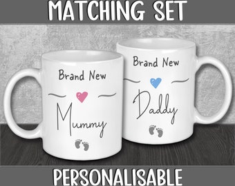 Brand New Mummy and Daddy Mugs // Baby On The Way // New Parents Gifts // Newborn Baby Gift // Personalised & Customised Gifts
