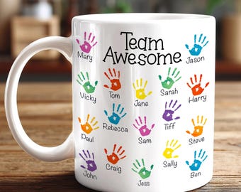 Personalised Mug for Work Colleagues with Handprints