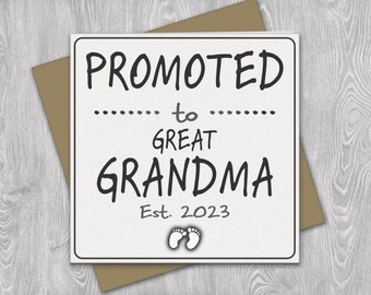 Promoted to Great Grandma Square Card // Pregnancy Announcement Gift for Grandparents // Baby on the Way Reveal