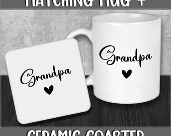 Mug and Coaster Set for Grandpa for Christmas or Birthday Present for Grandad or Grandpa - Stocking Filler Gift for Grandparents