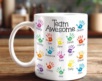 Personalised Mug for Work Colleagues with Handprints - Leaving or Retirement Gift for Co-worker