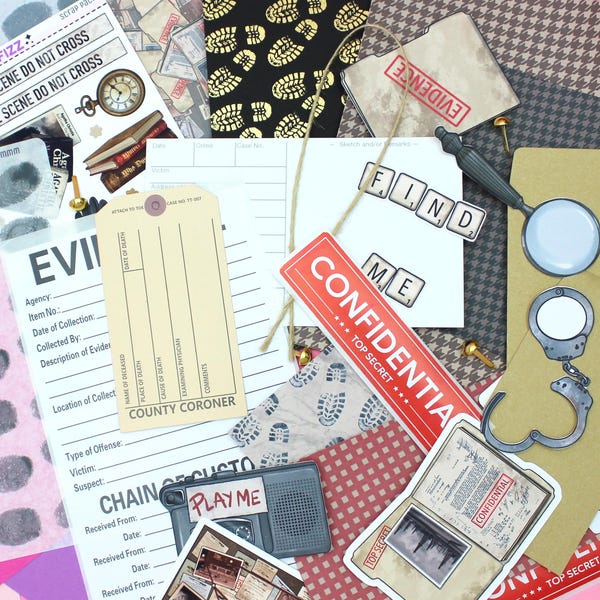 Mystery Thriller Scrap Pack for Junk Journaling and Scrapbooking (3 pack sizes)