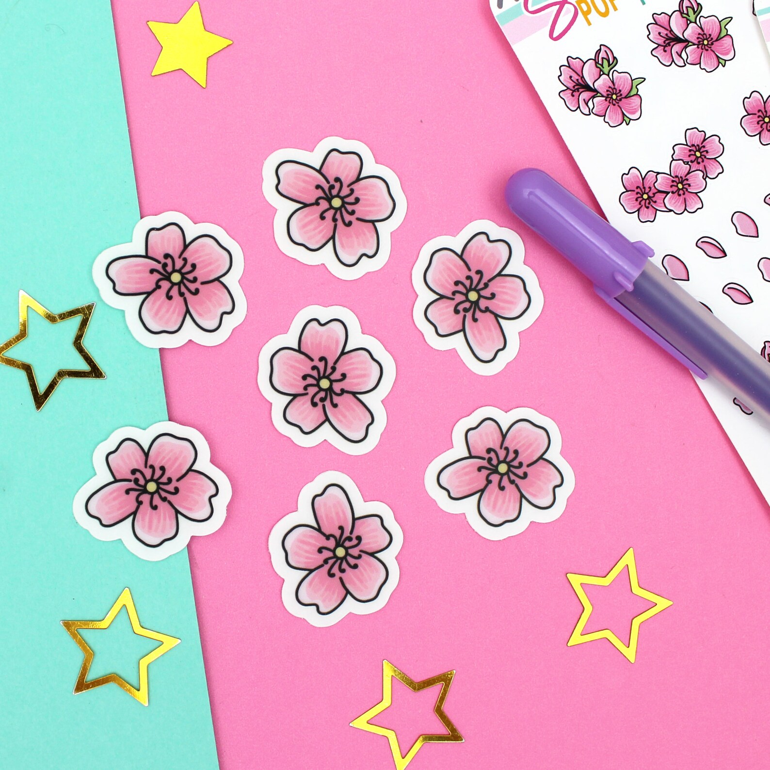 Cherry Blossom Vinyl Stickers 3 pack Vinyl Stickers Sugar Etsy