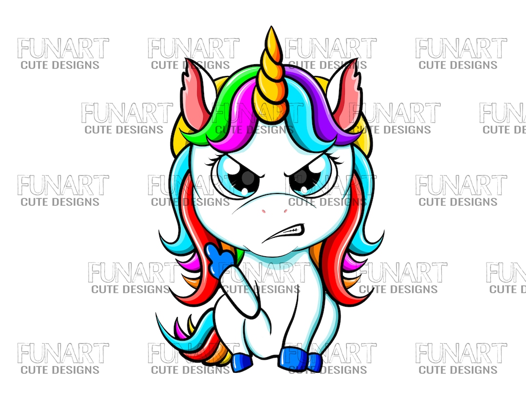 Angry Unicorn PNG File, Mad Unicorn Sublimation Design, Funny Unicorn