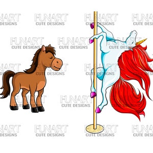 unicorn pole dance  PNG file - red hair unicorn design Funny  Unicorn sublimation designs