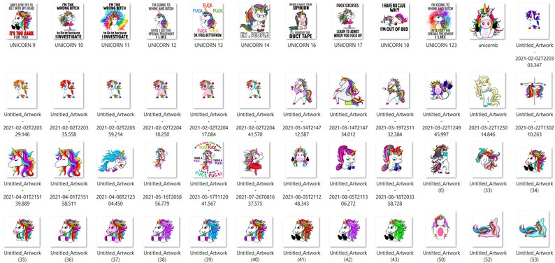 Unicorn PNG Bundle: 300 Funny Designs (Digital Download) image 6