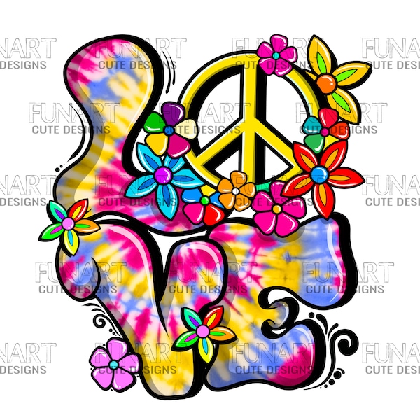 Hippie peace love  flowers PNG File, Sublimation Design, Digital Download, hippie Sublimation Designs Downloads