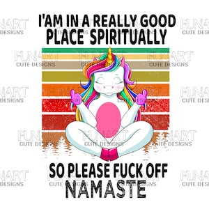 Namasti unicorn PNG File, funny namasti yoga sunset retro unicorn Sublimation Design, Digital Download