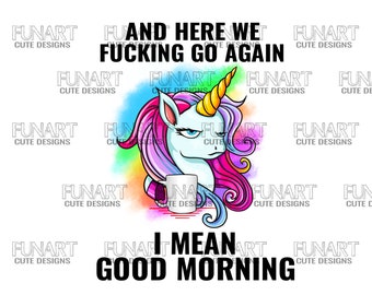 Funny Coffee Unicorn PNG: Sublimation Design (Digital Download)