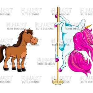unicorn pole dance  PNG file - pink hair unicorn design Funny  Unicorn sublimation designs
