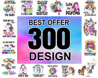 unicorn bundle  300  PNG file funny unicorn designs - Big sale unicorn Digital image png instant download