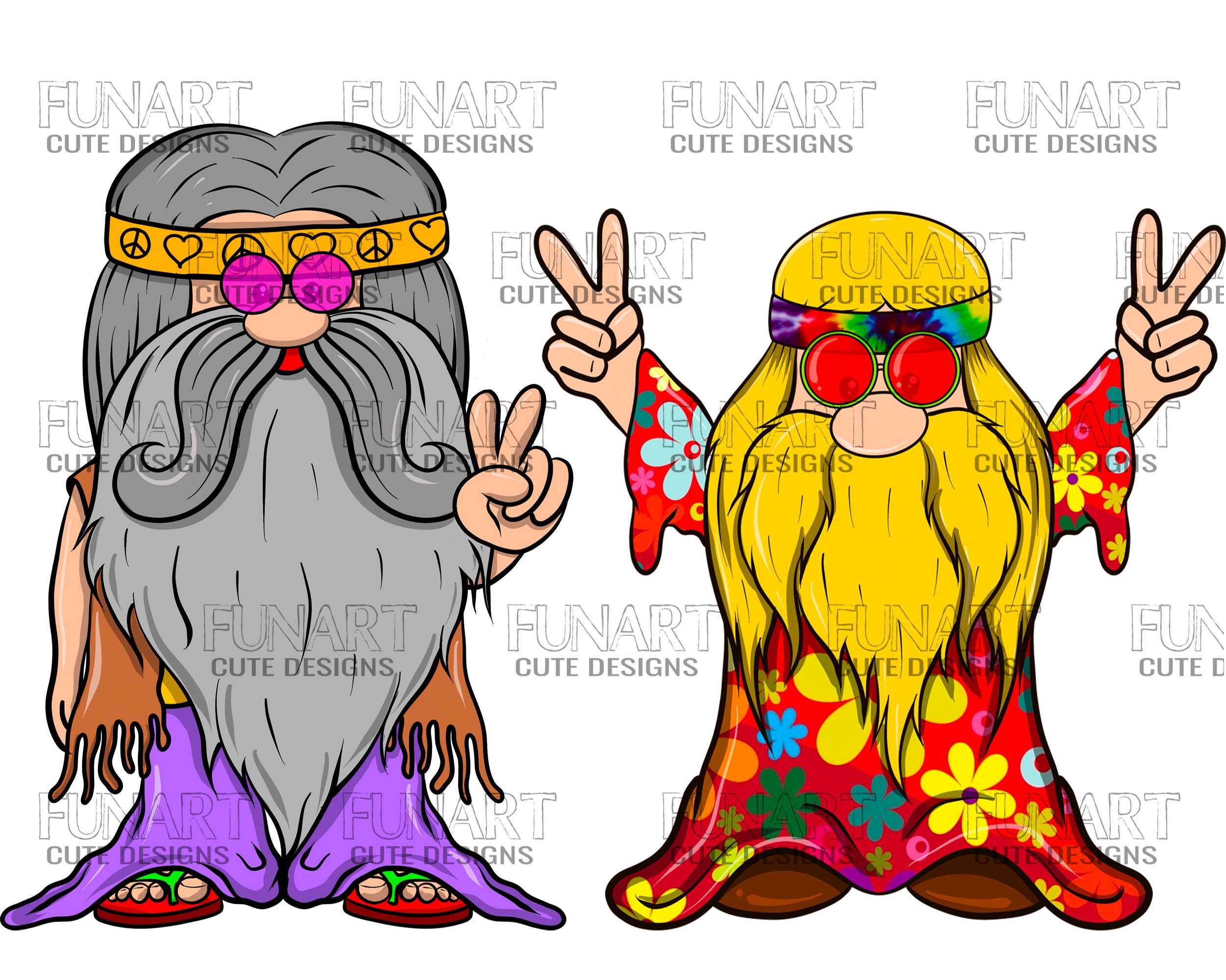 Hippie Gnomes Clipart PNG Files Gnome Designs Cute Gnome Etsy Canada