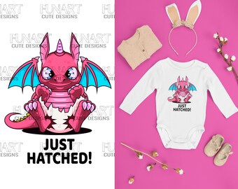 Just hatched pink Dragon Designs PNG File, baby designs Sublimation Design,Baby dragon  Digital Download,  dragons Sublimation  Downloads