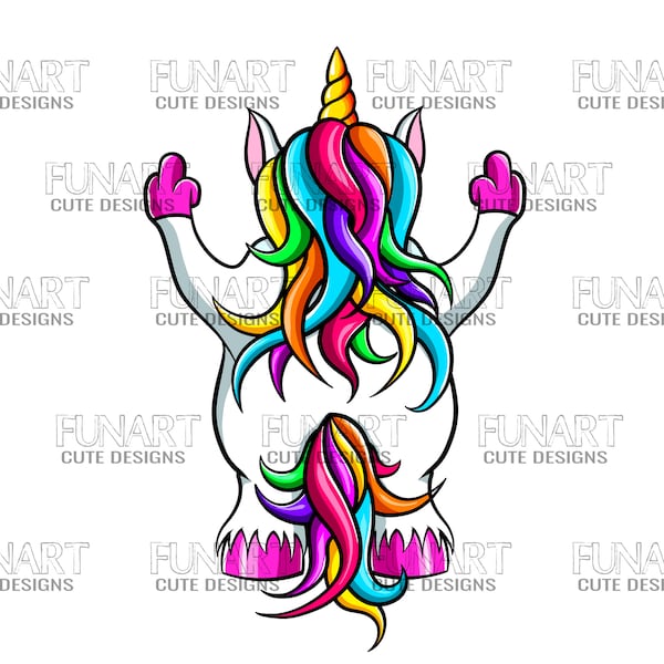 lustige Einhorn PNG SVG-Datei, Rückseite Einhorn Sublimation Design, digitaler Download, Designs Downloads