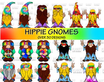 Hippie gnomes clipart PNG files gnome designs cute gnome garden sublimation vinyme designs