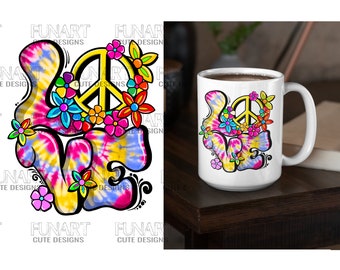 Hippie peace love flowers PNG File, projekt sublimacji, pobieranie cyfrowe, pobieranie projektów sublimacji hippie