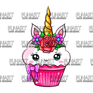 Lustige Cupcake Einhorn Clipart Einhorn Datei Png Transparent Etsy