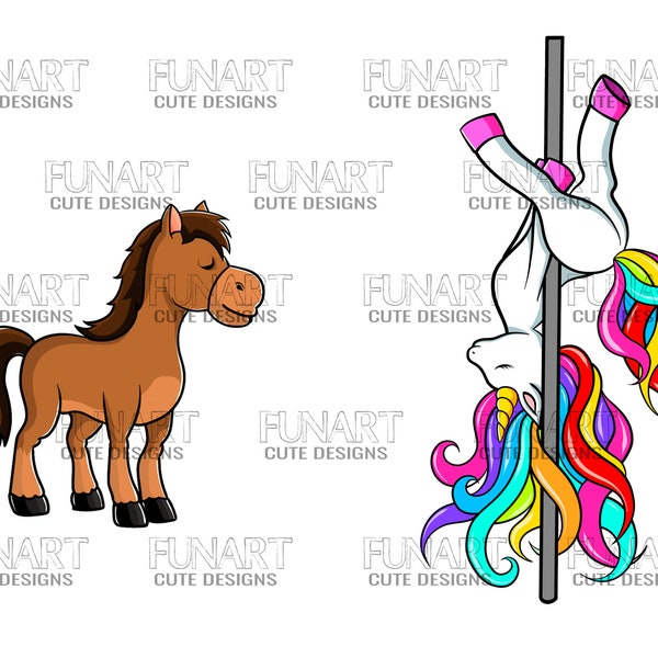 unicorn pole dance  PNG file - rainbow hair unicorn design Funny  Unicorn sublimation designs