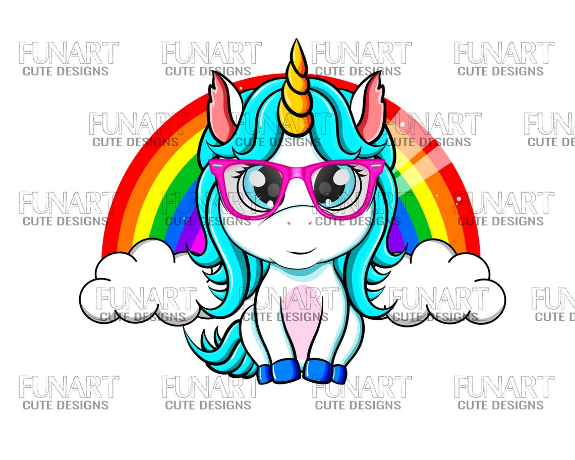 Unicorn Vector with Blue Hair - wide 5