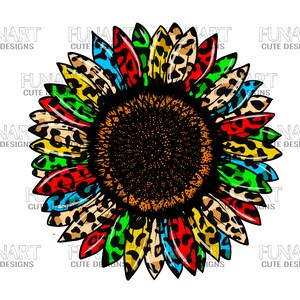 leopard print Sunflower PNG File, leopard Sublimation Design, sunflower Digital Download,  Designs Downloads