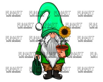 Gnome  gardn sunflower clipart png file cute gnome design vectors for sublimation and print