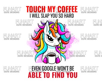 Funny Coffee Unicorn PNG - Sublimation Design (Digital Download)