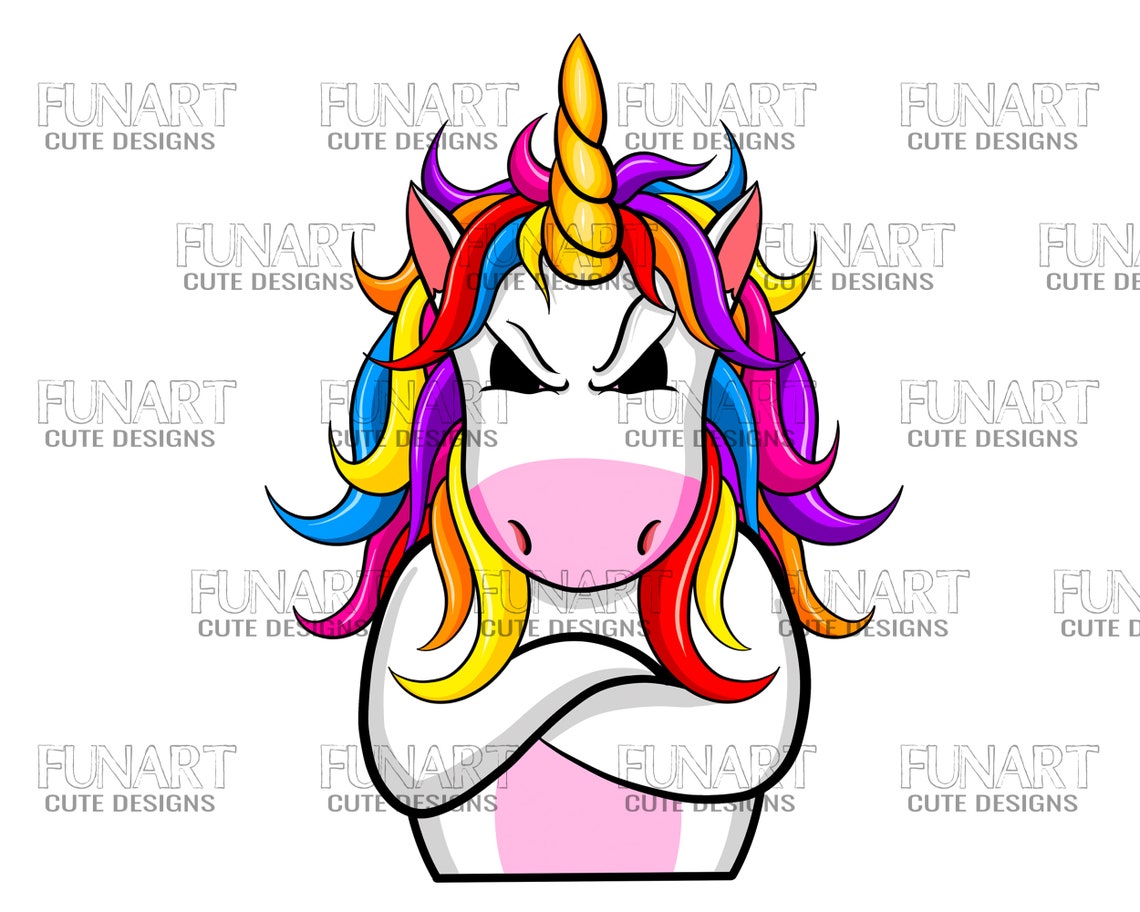 Angry Unicorn Png Clipart Unicorn File Etsy