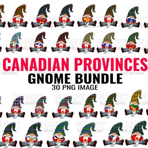 Canadian provinces Gnome Bundle 30  PNG Designs, cute canada gnome Sublimation design Digital Download, canadian Gnome Clipart PNG