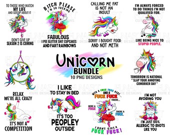Unicorn bundle 10 Funny unicorn DESIGNS   -Digital image png instant download for sublimation B20