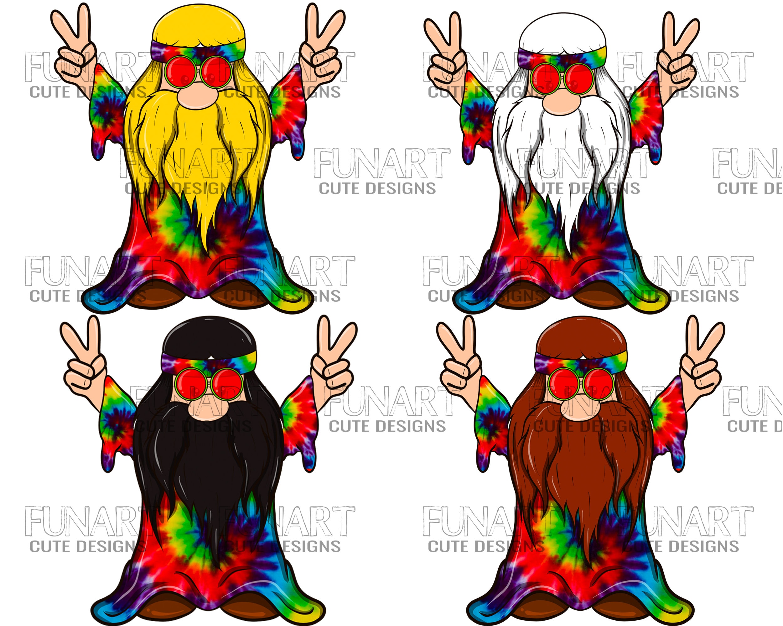 Hippie Gnomes Clipart PNG Files Gnome Designs Cute Gnome Etsy