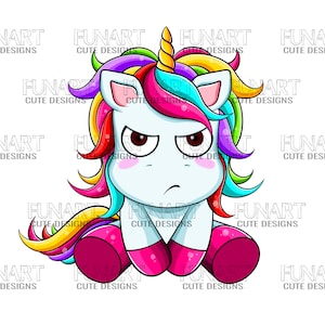 Angry cute  unicorn  PNG File, unicorn Sublimation Design,  unicorn Digital Download,