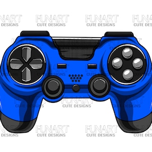 Może przedstawiać: Niebieski kontroler do gier wideo z czarnymi przyciskami i szarym krzyżakiem.