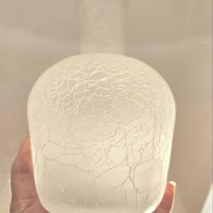 Jarrón de cristal craquelado blanco vintage / Decoración rústica esmerilada
