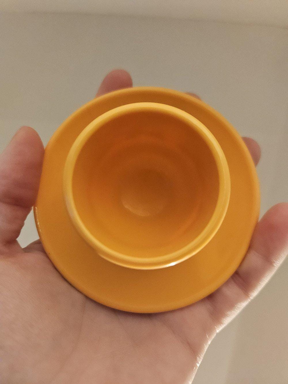 ヴィンテージ エムサ イエロー エッグカップ 4個セット | 西ドイツ 花