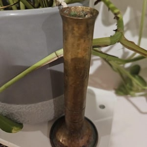 Small Skinny Vintage Brass Vase
