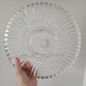 Vintage Divided Glass Serving Tray – 3 Section Relish Dish – Clear Pressed Glass Platter 11.5