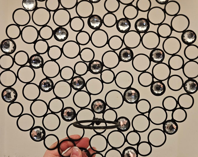 Sweet and Simple Large Round Metal and Crystal Wall Candle Holder Etsy