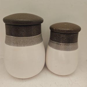 Gorgeous set of two (2) vintage Japanese stoneware cannisters