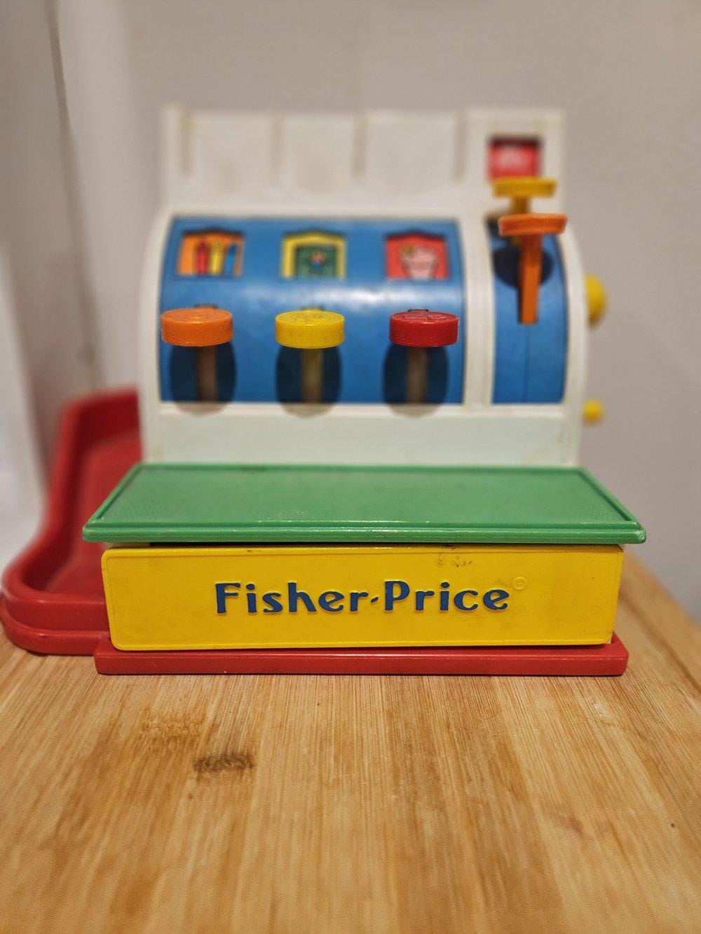 Vintage 1974 Fisher Price Toy Cash Register Machine Working Drawer