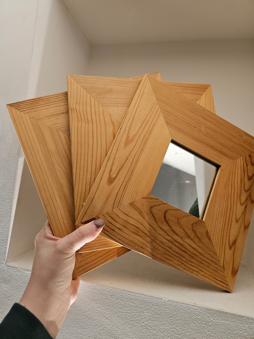Set of Three 3 Vintage Ikea Malma Square Wooden Mirrors Etsy